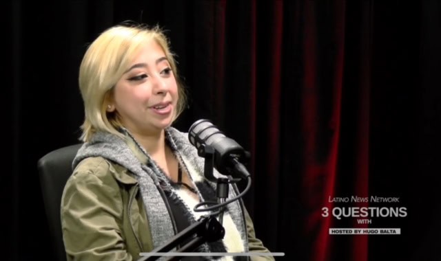 Yessenia Balcazar discusses environmental exploitation issues during an interview on Latino News Net.