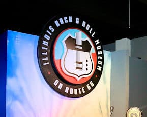 Vintage electric guitar displayed at Illinois Rock & Roll Museum, celebrating Illinois' rich music h.