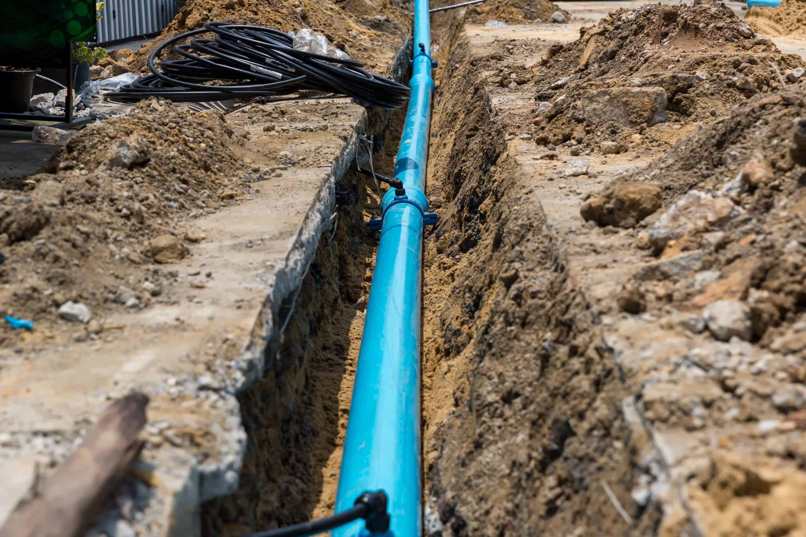Water pipeline installation for rural water projects in South Dakota.