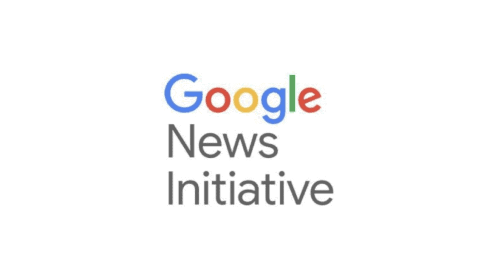 Google News Initiative logo with colorful text on a white background.